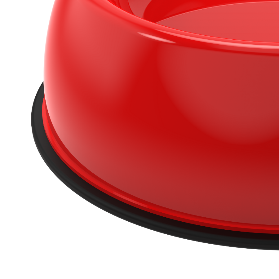 No Bend Pet Bowl in red showing non-slip overmould from www.nobendpetbowl.com